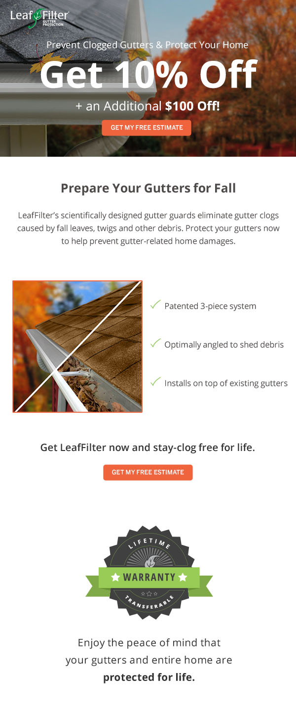 LeafFilter Fall Savings Have Arrived | Get 10% Plus an Extra $100 Off
